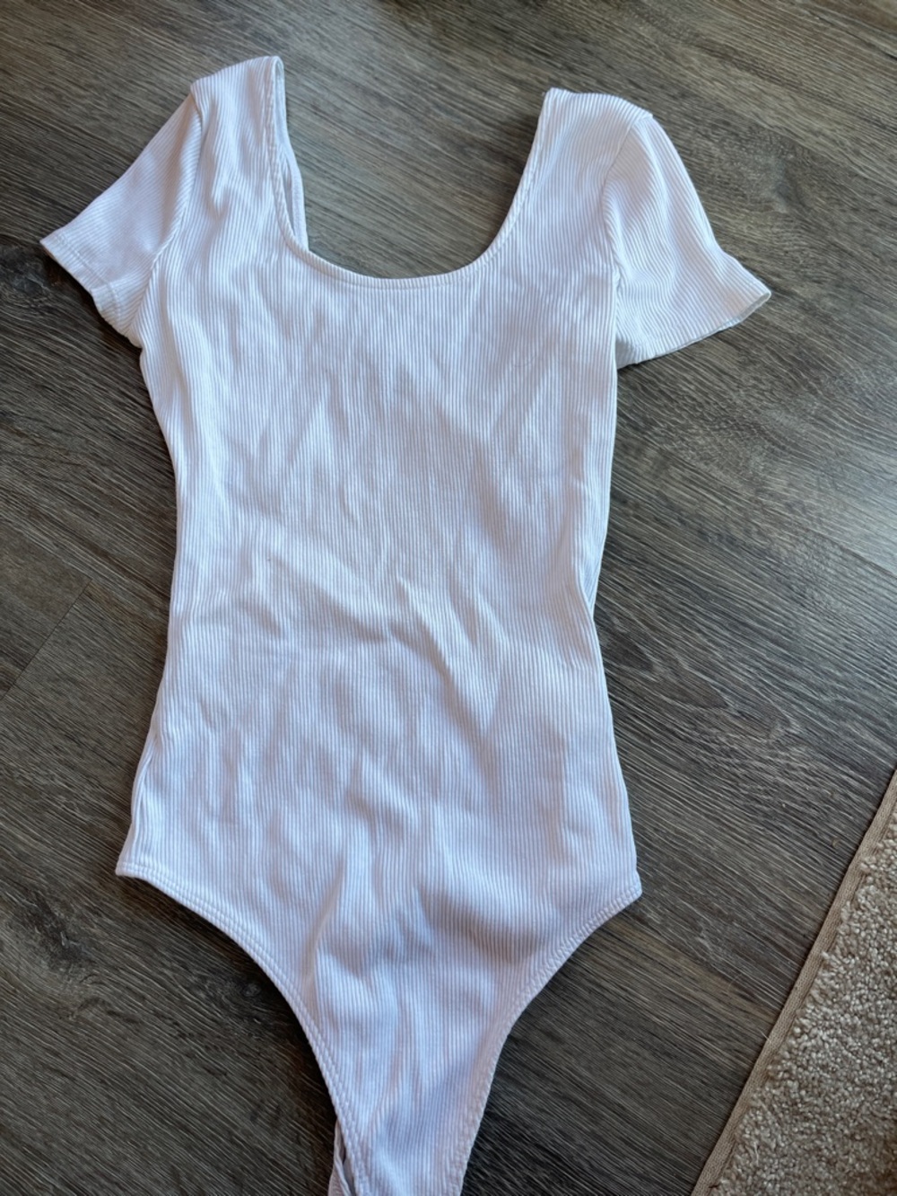 Express White Ribbed Short-Sleeve Kids One-Piece Bodysuit